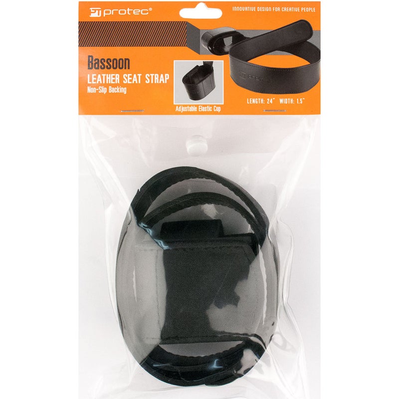 Pro-Tec Pro Tec A242 Leather Bassoon Non-Slip Seat Strap with Adjustable Elastic Cup Black Regular - Image 4